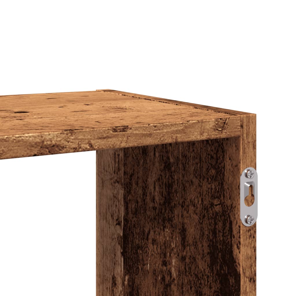 antik fa színű szerelt fa fali polc 100 x 25 x 50 cm