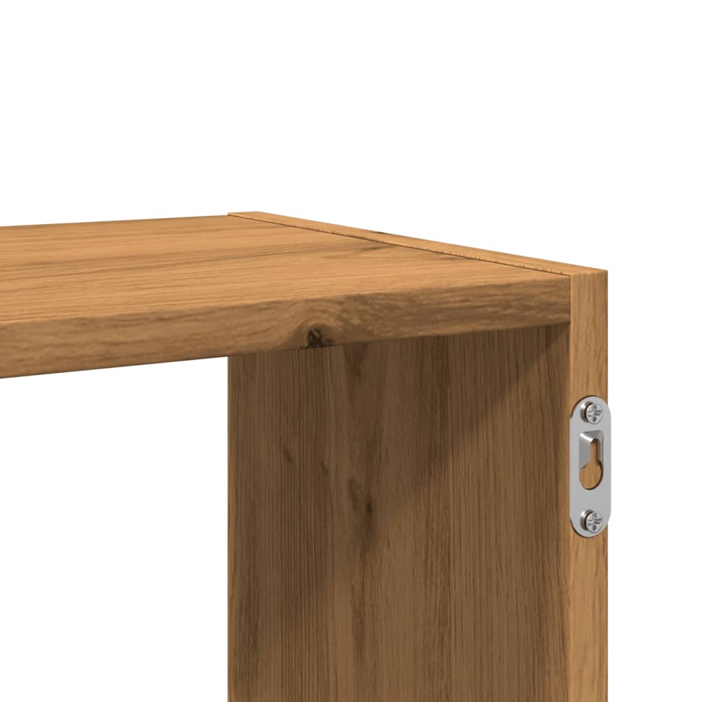 kézműves tölgy színű szerelt fa fali polc 100 x 25 x 50 cm
