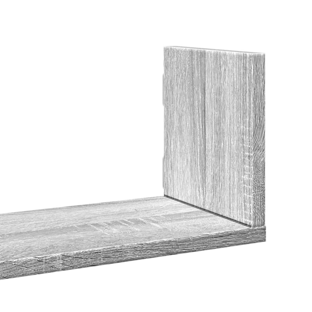 3 db szürke sonoma színű szerelt fa fali polc 58 x 18 x 18 cm