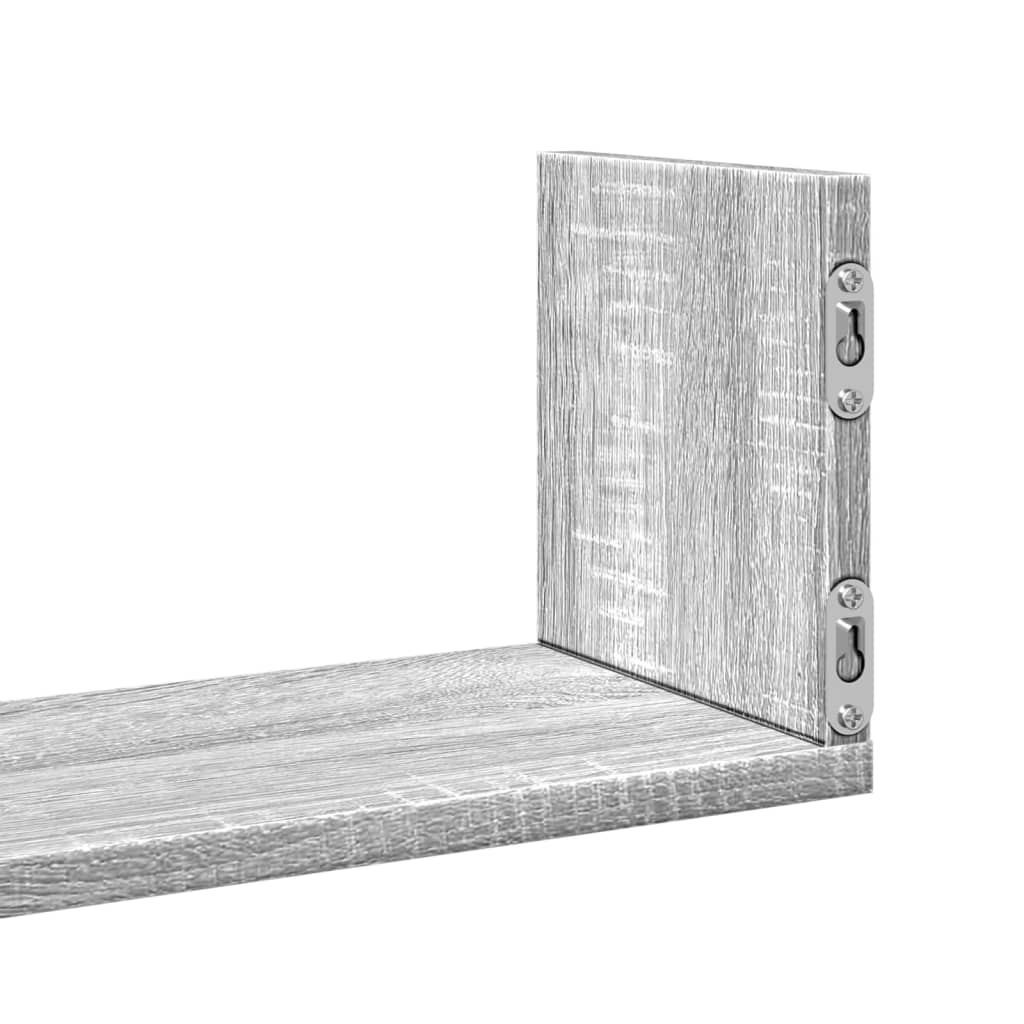 3 db szürke sonoma színű szerelt fa fali polc 58 x 18 x 18 cm
