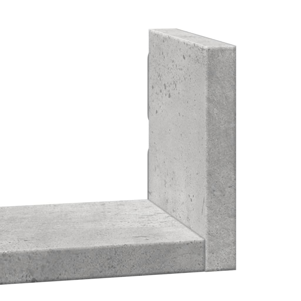 3 db betonszürke szerelt fa fali polc