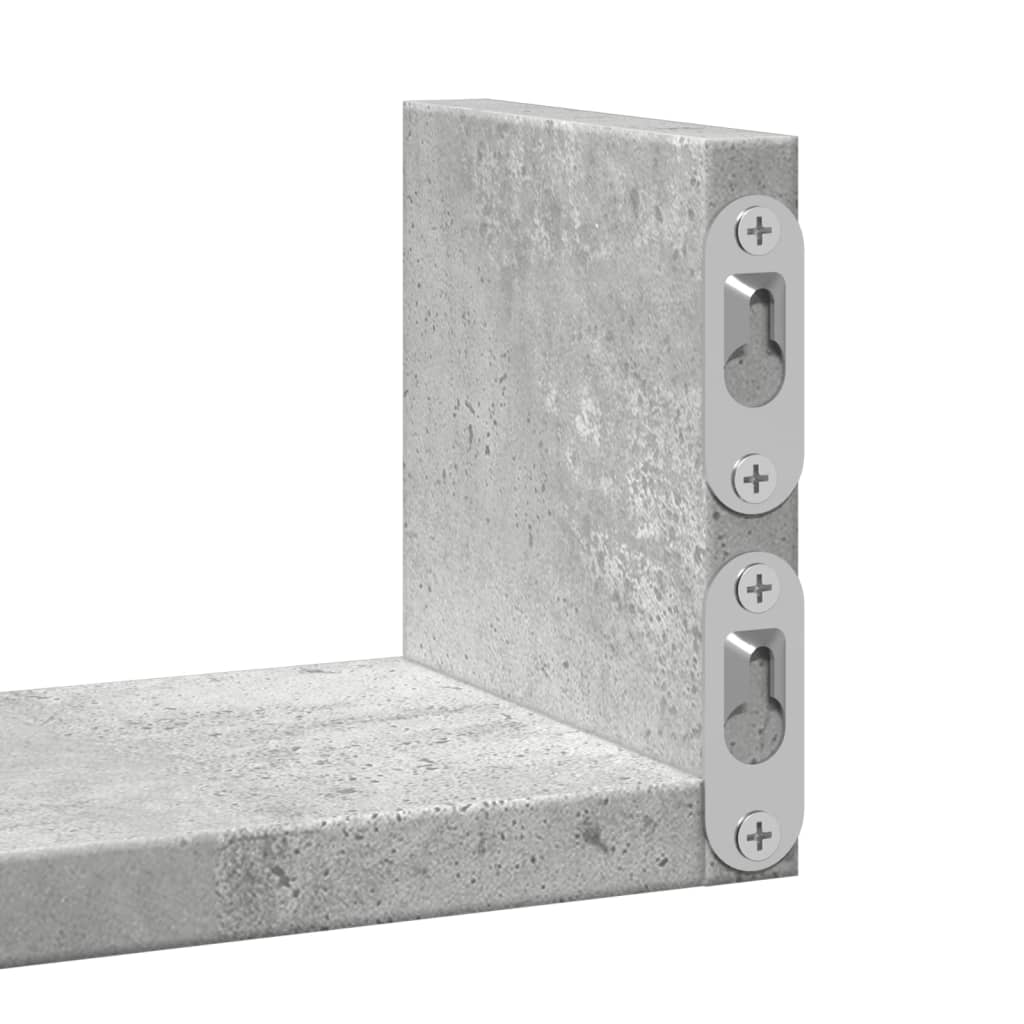 3 db betonszürke szerelt fa fali polc