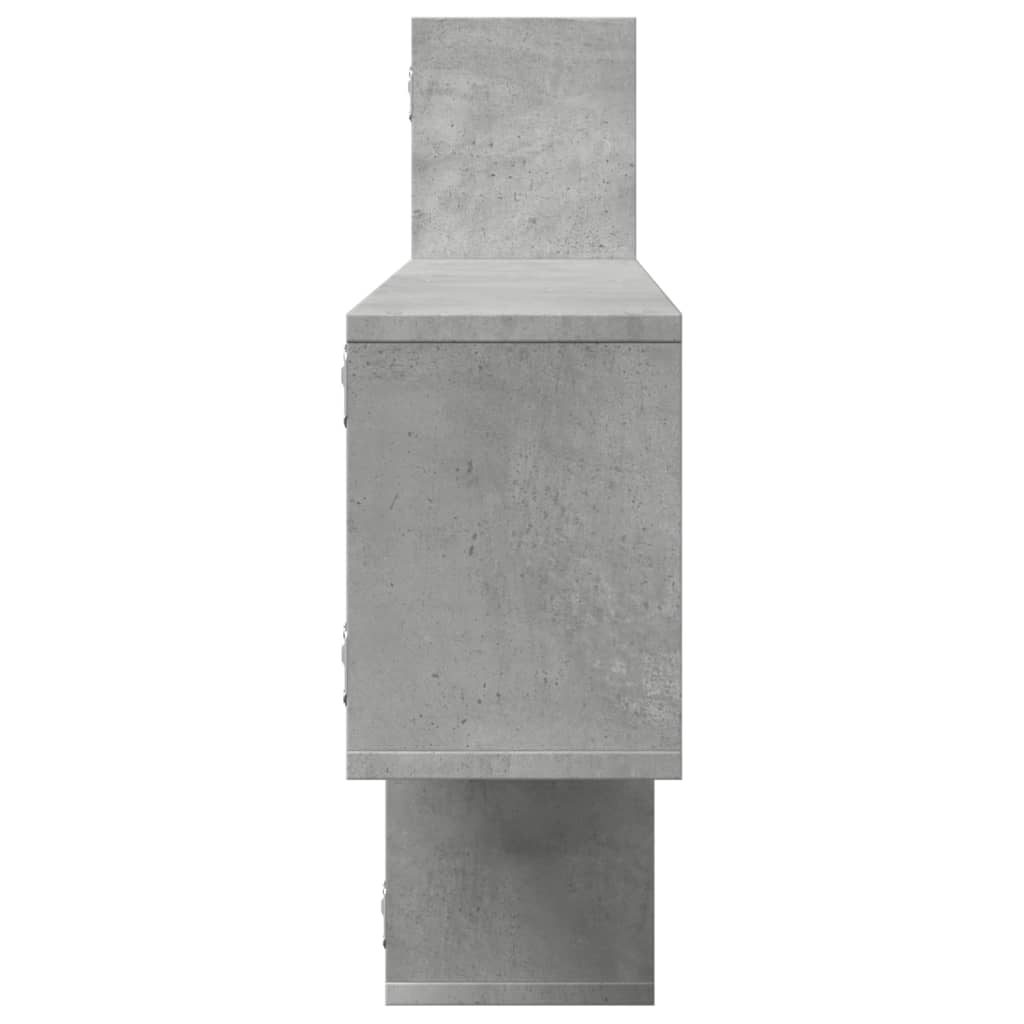 betonszürke szerelt fa fali polc 167,5 x 18 x 68 cm