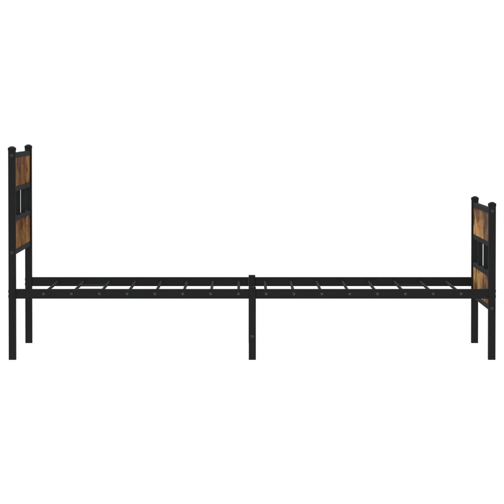 füstös tölgy színű fém ágykeret matrac nélkül 90 x 200 cm