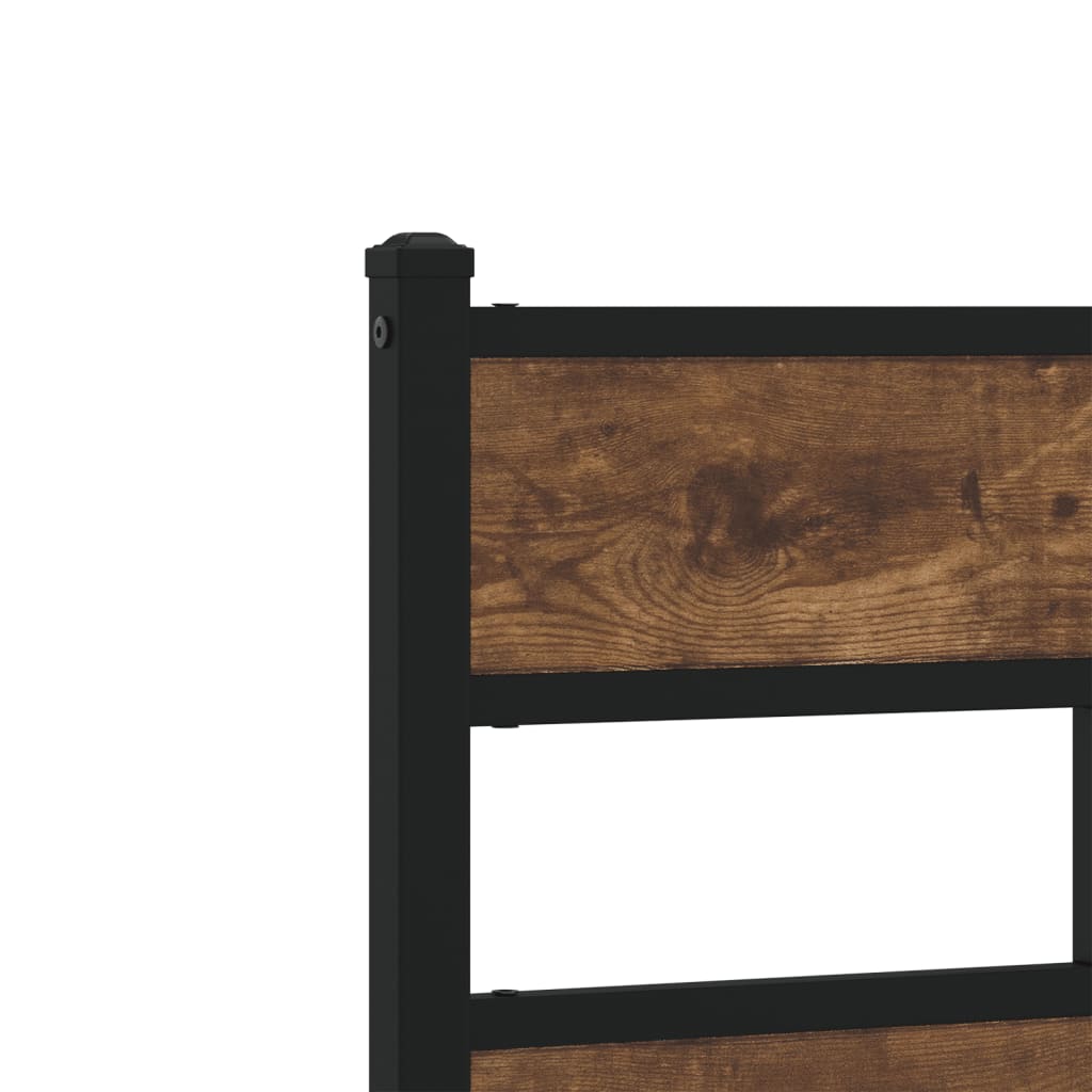 füstös tölgy színű fém ágykeret matrac nélkül 90 x 200 cm