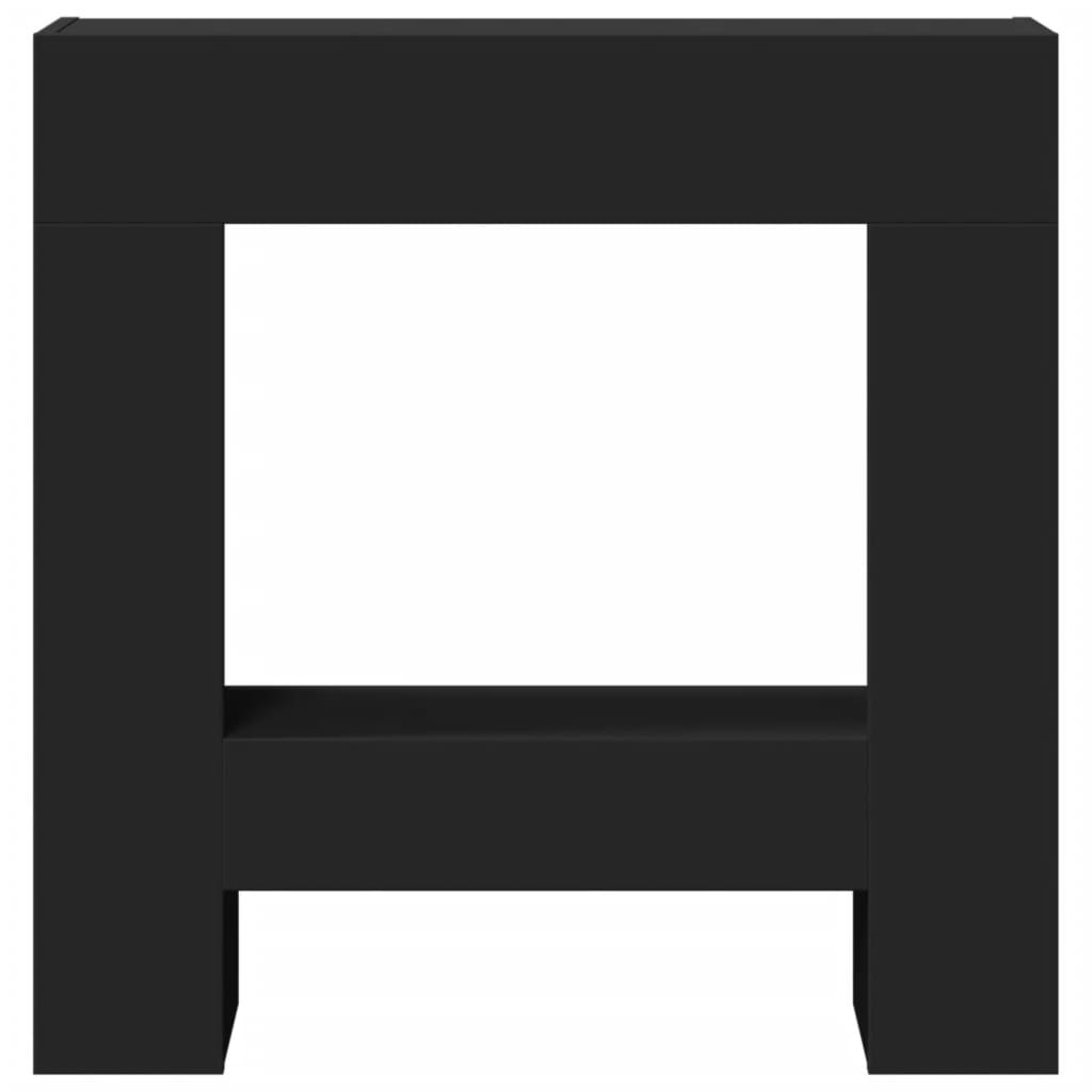 fekete szerelt fa kandallóburkolat 81 x 18 x 82 cm