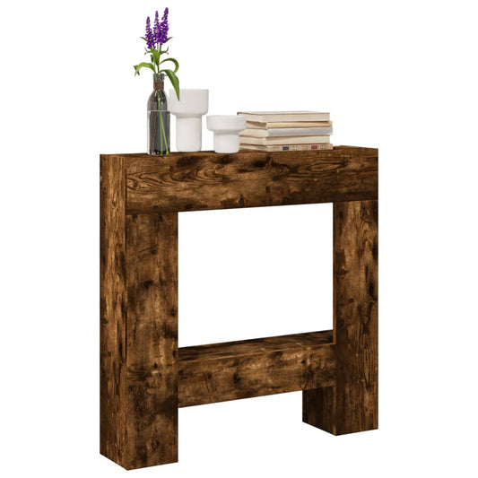 füstös tölgy színű szerelt fa kandallóburkolat 81 x 18 x 82 cm