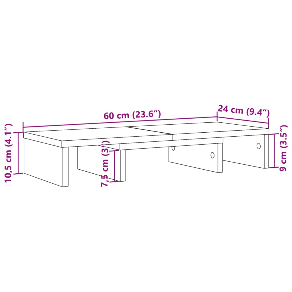 fehér szerelt fa állítható monitorállvány 60 x 24 x 10,5 cm