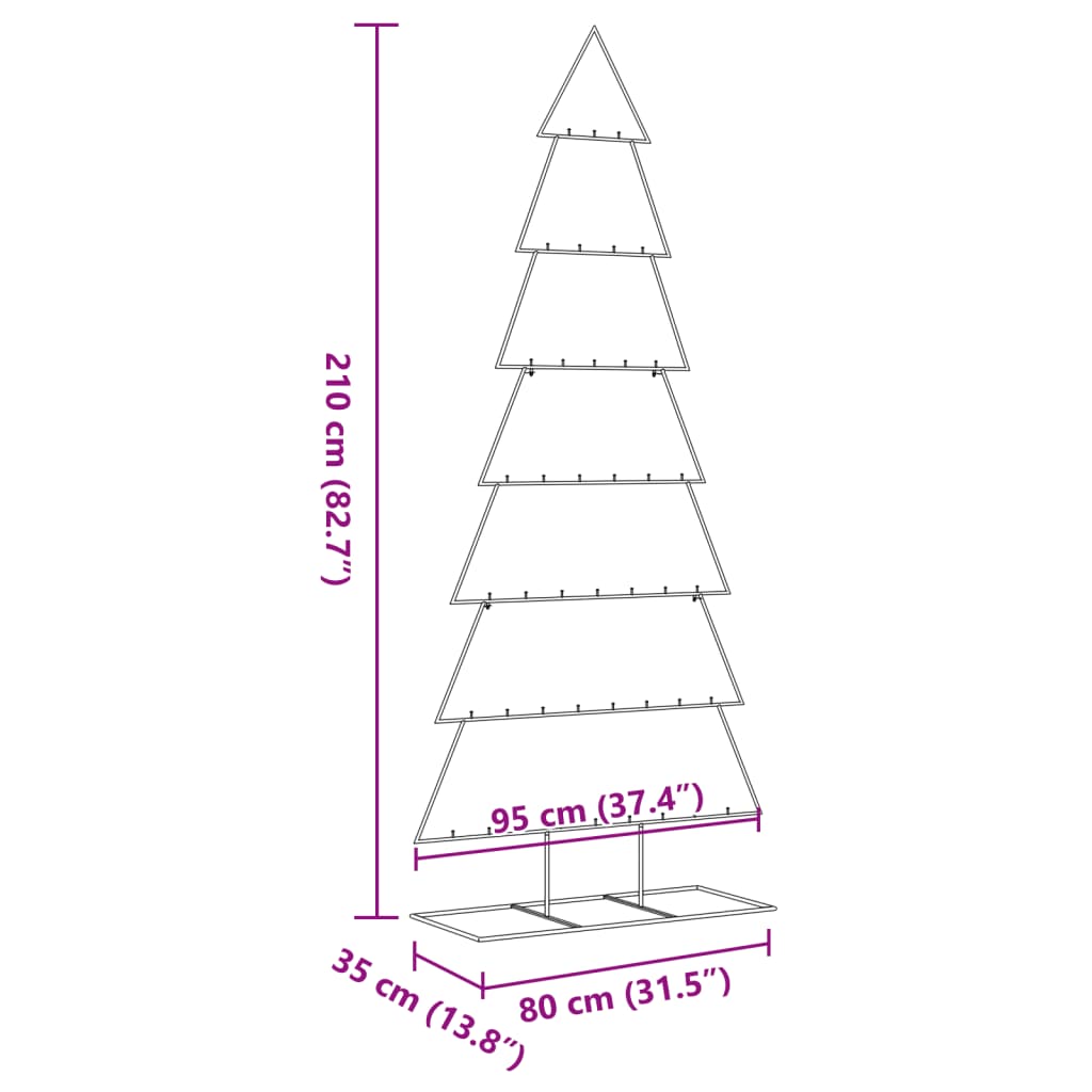 fekete fém karácsonyfa dekorációhoz 210 cm