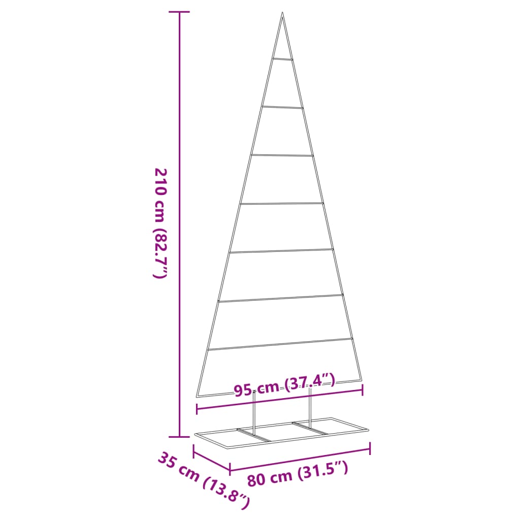 fekete fém karácsonyfa dekorációhoz 210 cm