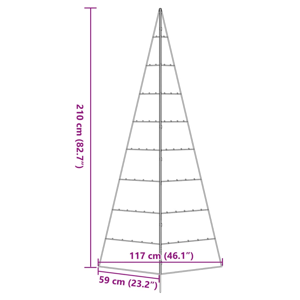 fekete fém karácsonyfa dekorációhoz 210 cm
