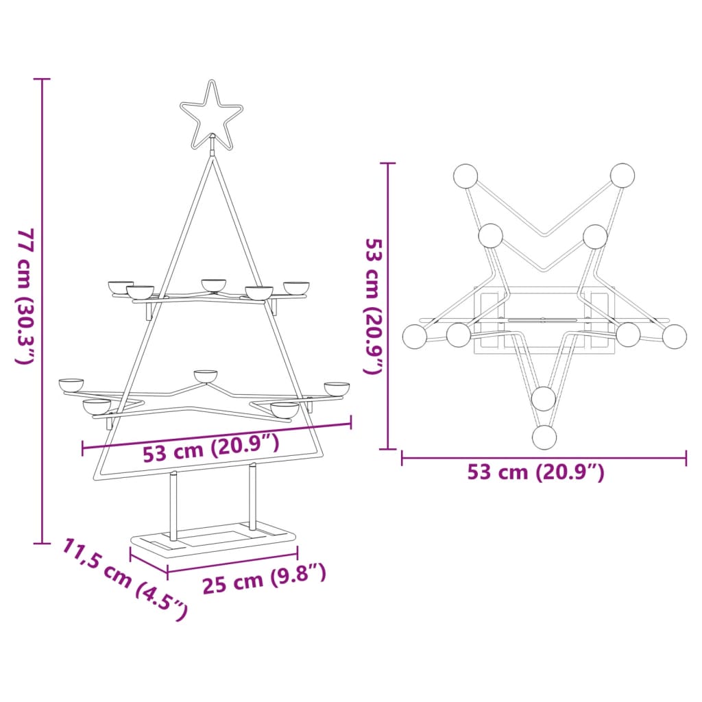 fekete fém karácsonyfa dekorációhoz 75 cm