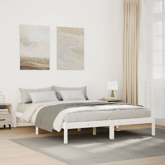 fehér tömör fenyő extra hosszú ágykeret matrac nélkül 140x220cm