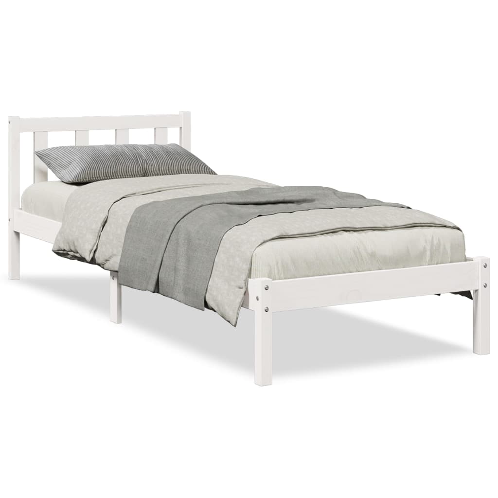 fehér tömör fenyő extra hosszú ágykeret matrac nélkül 80x210 cm