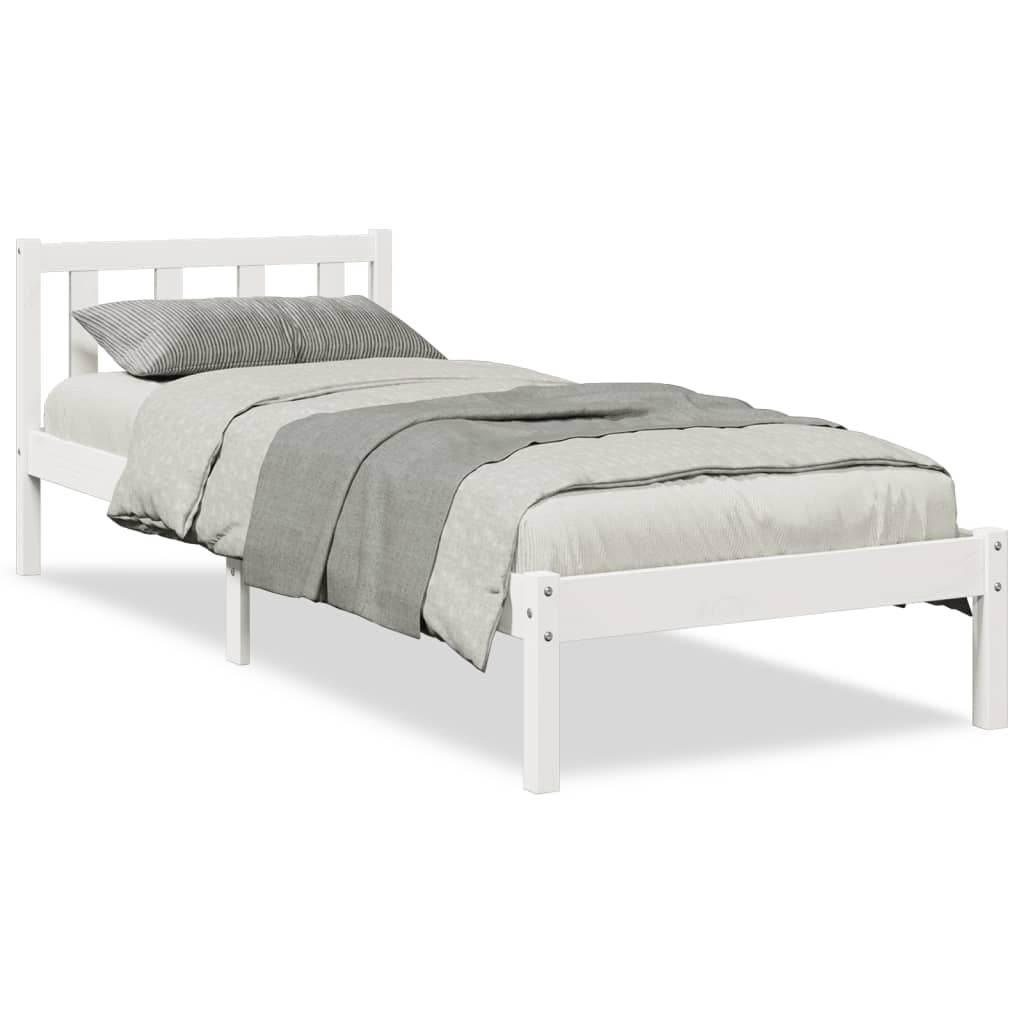fehér tömör fenyő extra hosszú ágykeret matrac nélkül 90x210 cm