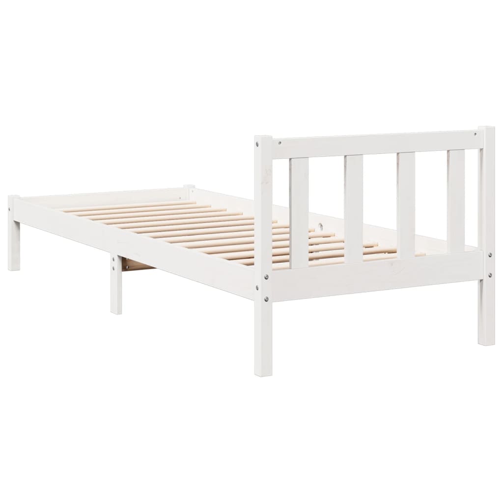 fehér tömör fenyő extra hosszú ágykeret matrac nélkül 90x210 cm