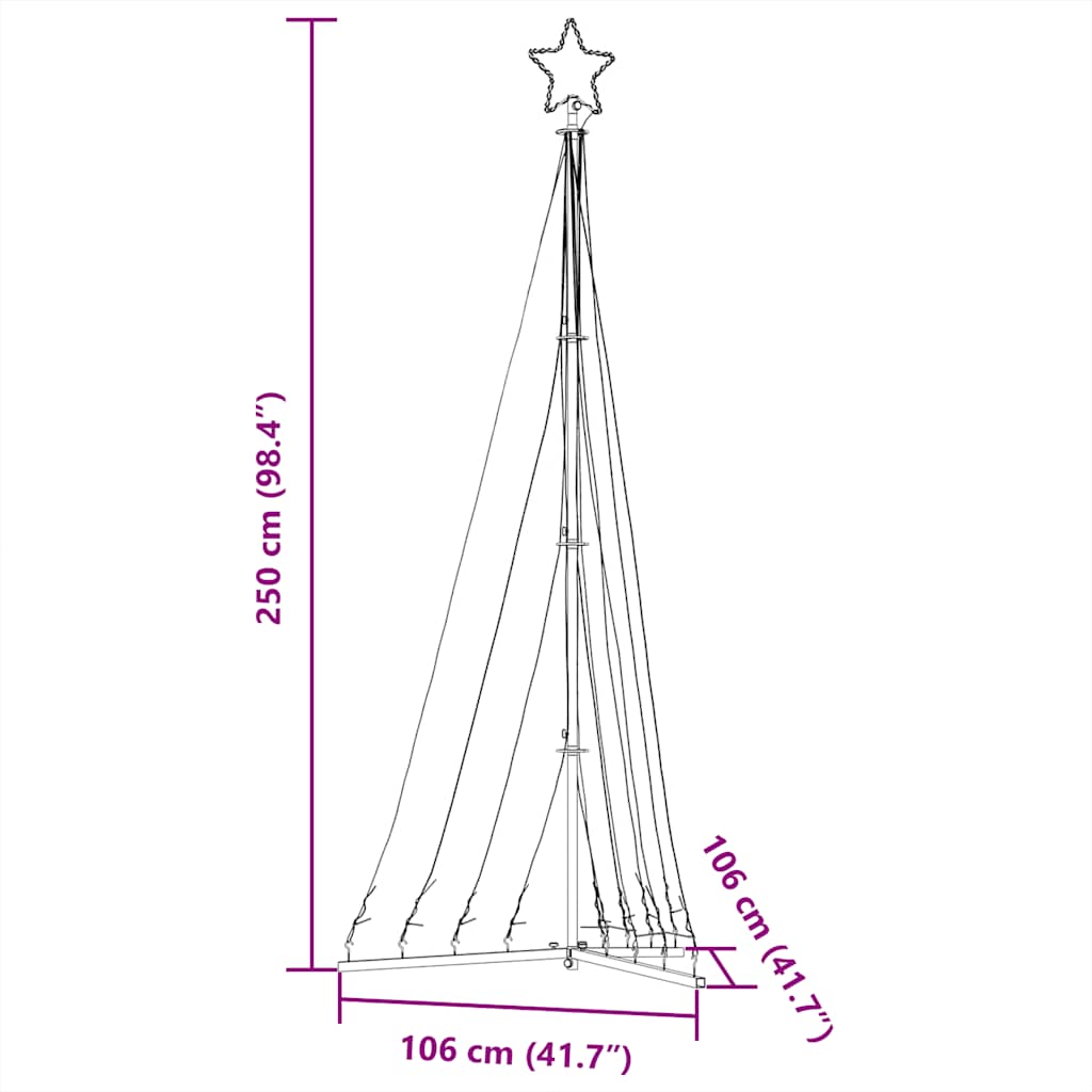 hideg fehér LED karácsonyfa 447 LED 249 cm
