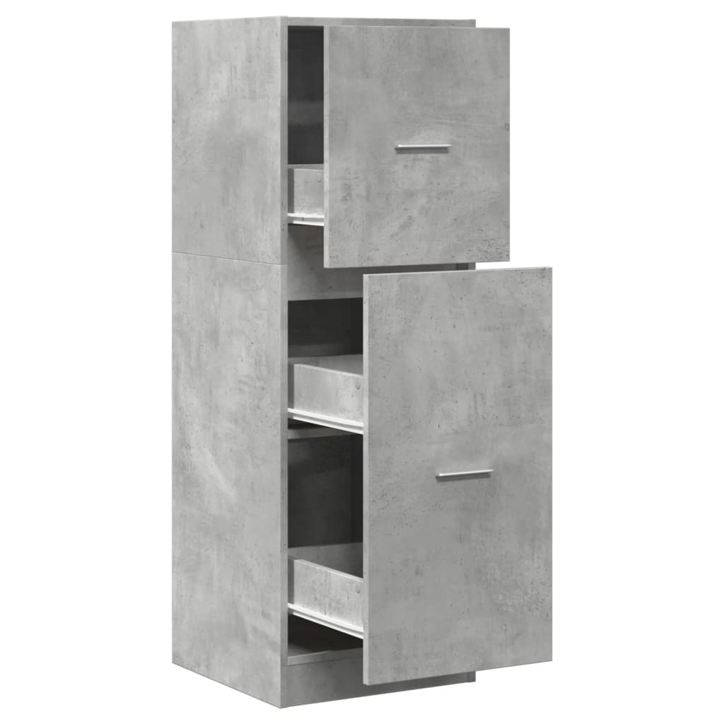 betonszürke szerelt fa patikaszekrény 40 x 41 x 118 cm