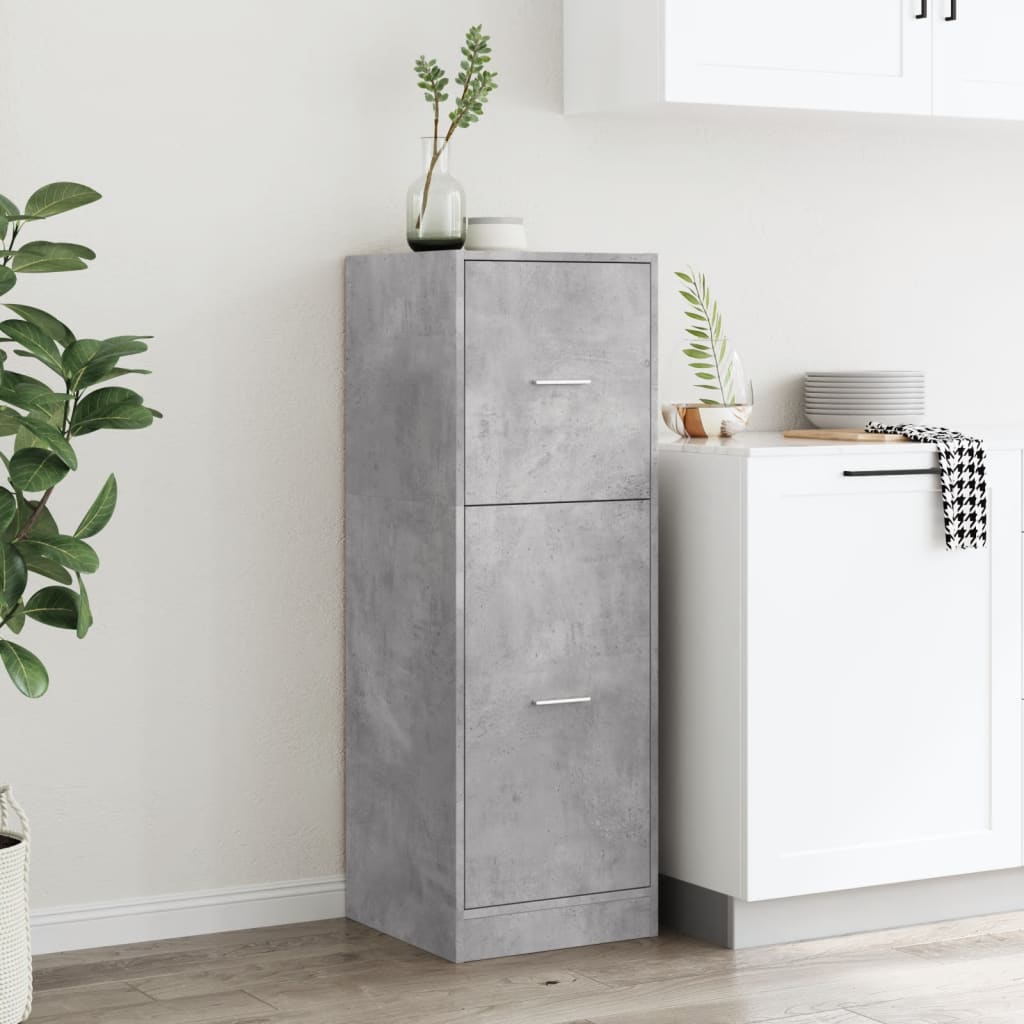 betonszürke szerelt fa patikaszekrény 40 x 41 x 118 cm