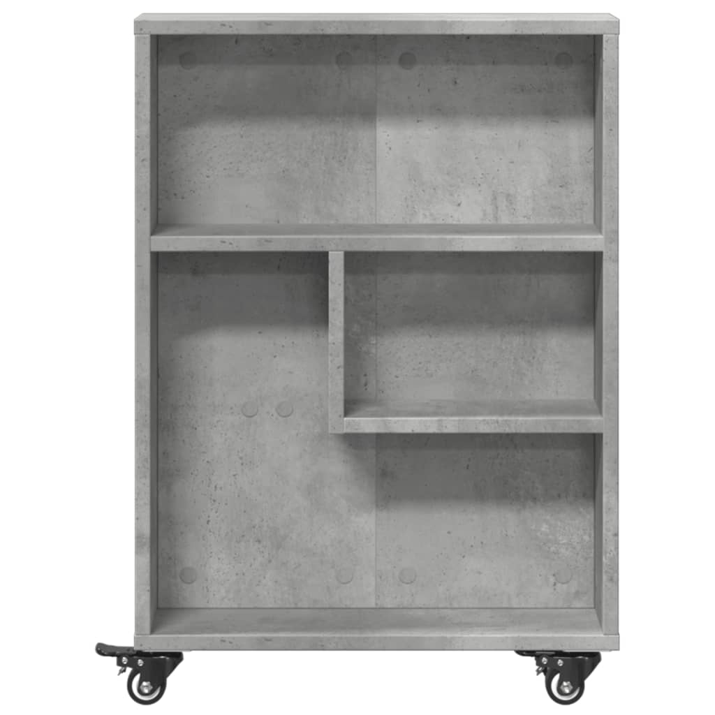 betonszürke szerelt fa keskeny tárolókocsi 48 x 13 x 68 cm