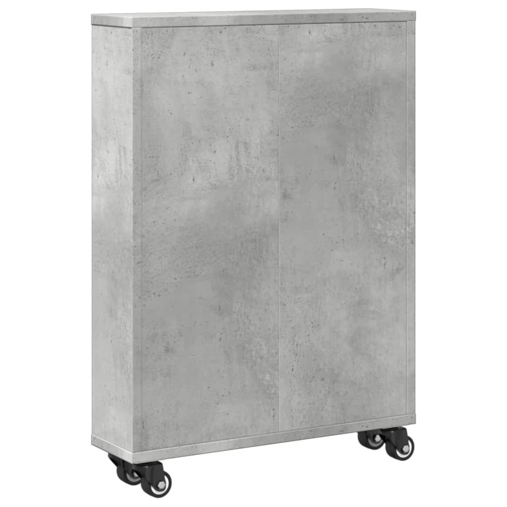 betonszürke szerelt fa keskeny tárolókocsi 48 x 13 x 68 cm