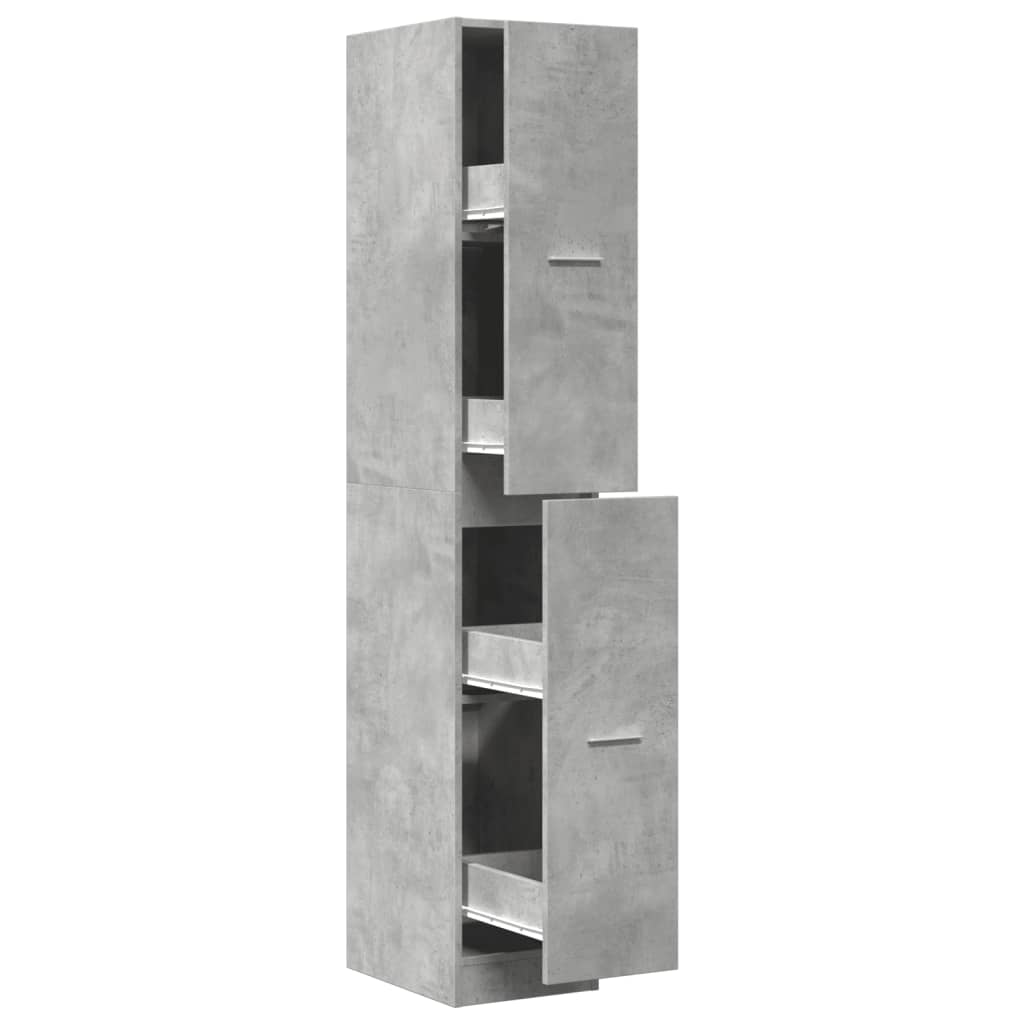 betonszürke szerelt fa patikaszekrény 30 x 41 x 174,5 cm