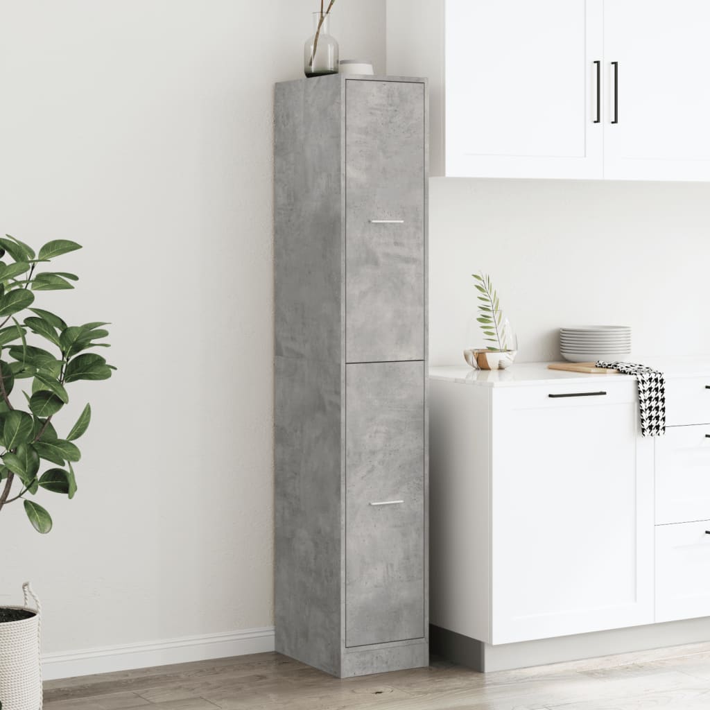 betonszürke szerelt fa patikaszekrény 30 x 41 x 174,5 cm