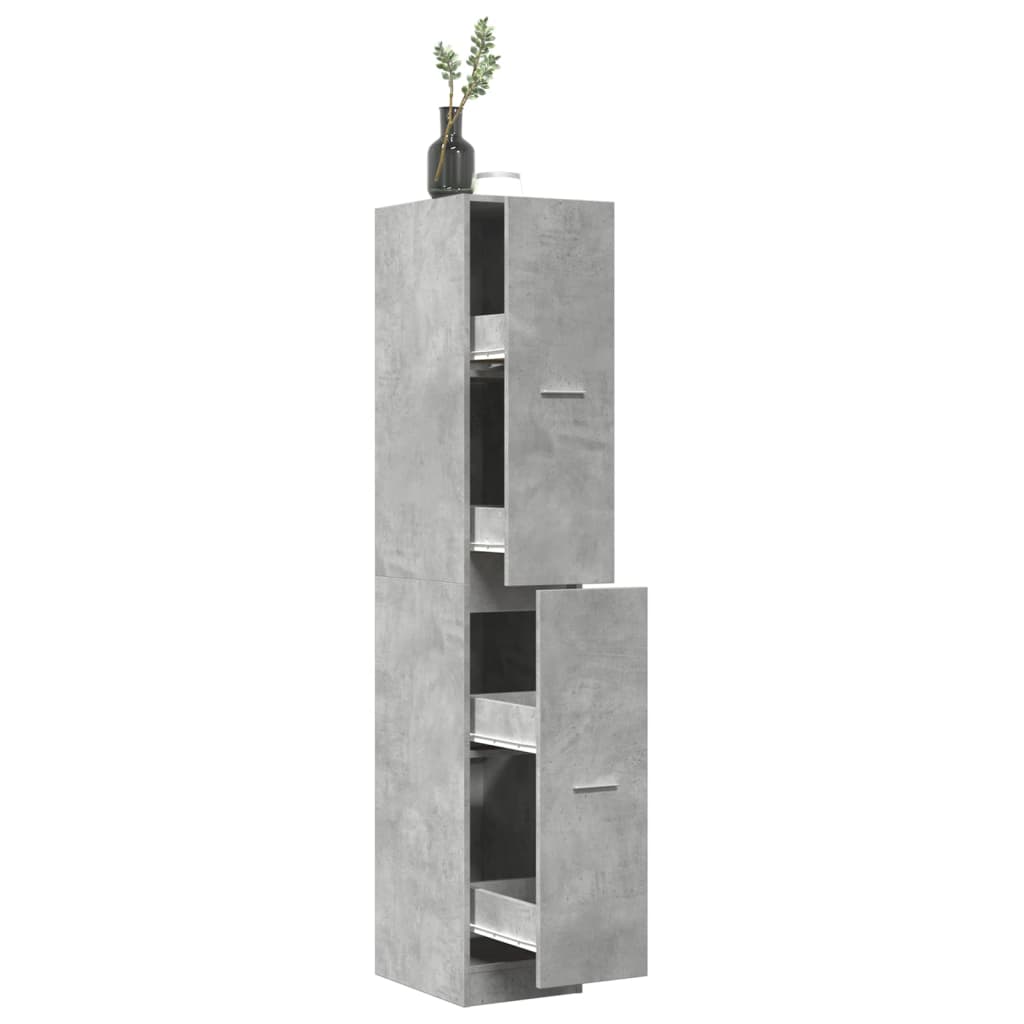 betonszürke szerelt fa patikaszekrény 30 x 41 x 174,5 cm