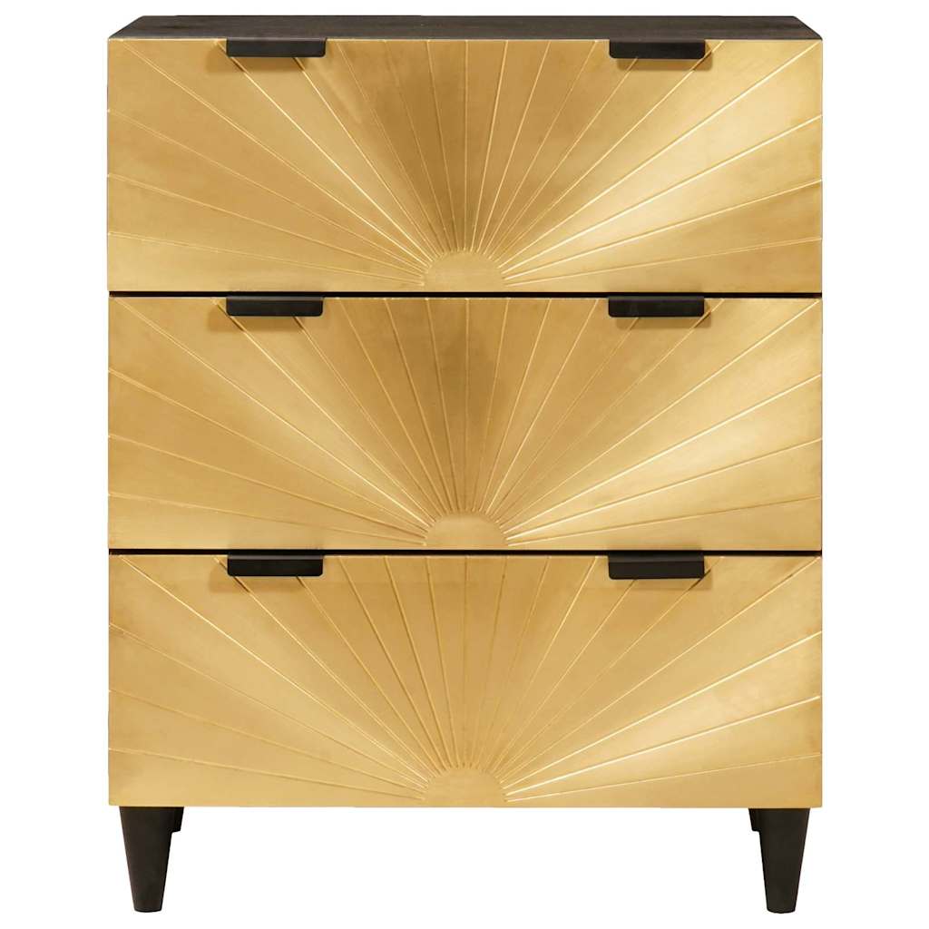 Széf 2 pcs Fekete és Arany 60 x 33 x 75 cm tömör mangófa