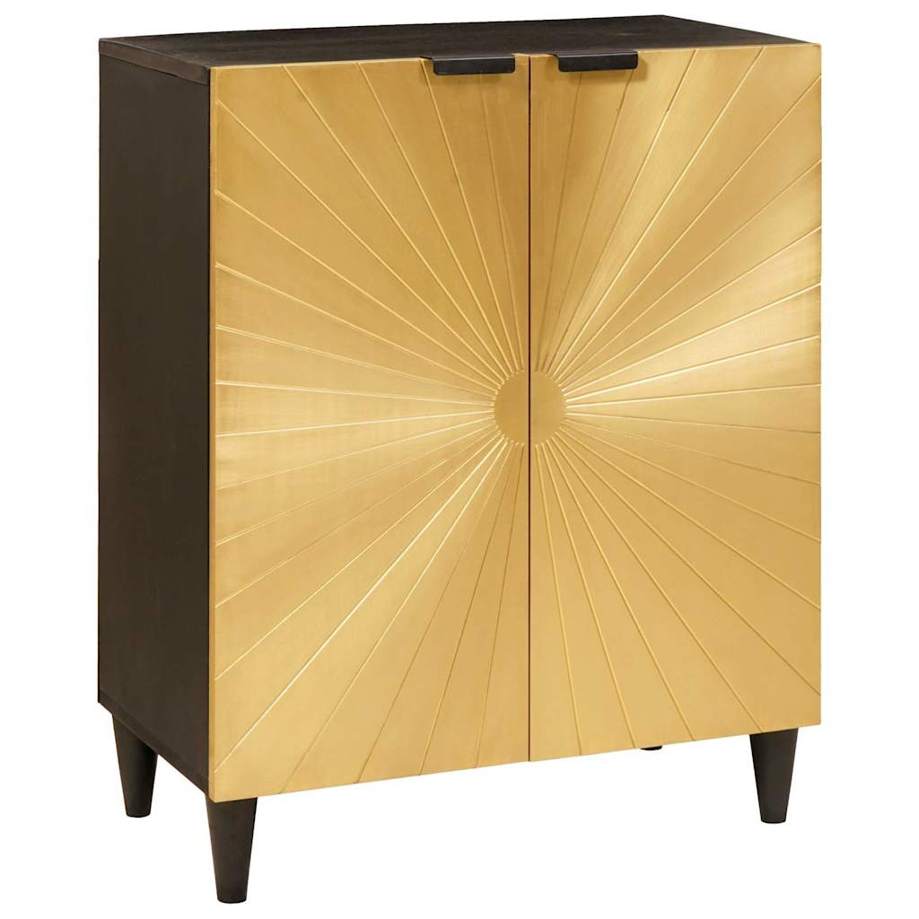 Széf 3 pcs Fekete és Arany 60 x 33 x 75 cm tömör mangófa