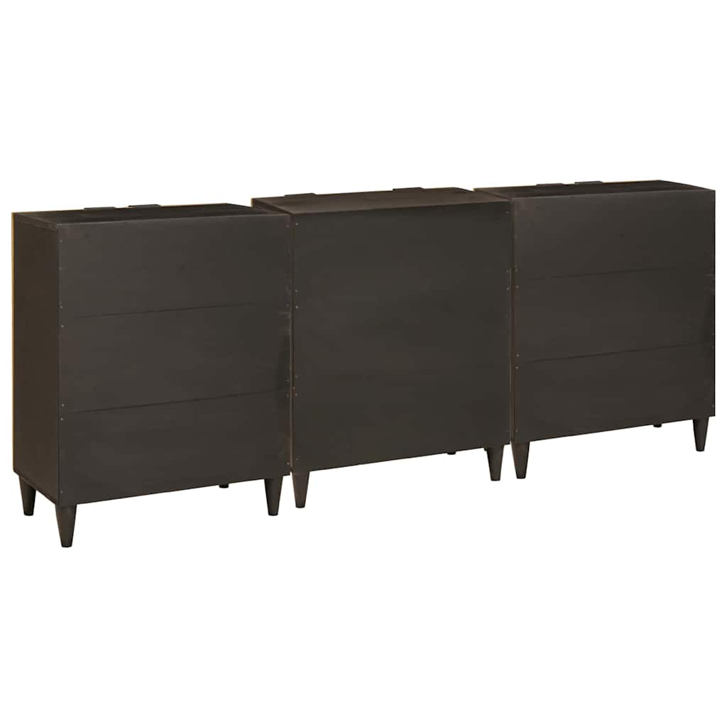 Széf 3 pcs Fekete és Arany 60 x 33 x 75 cm tömör mangófa