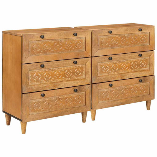 Széf 2 pcs Barna 60 x 33 x 75 cm tömör mangófa