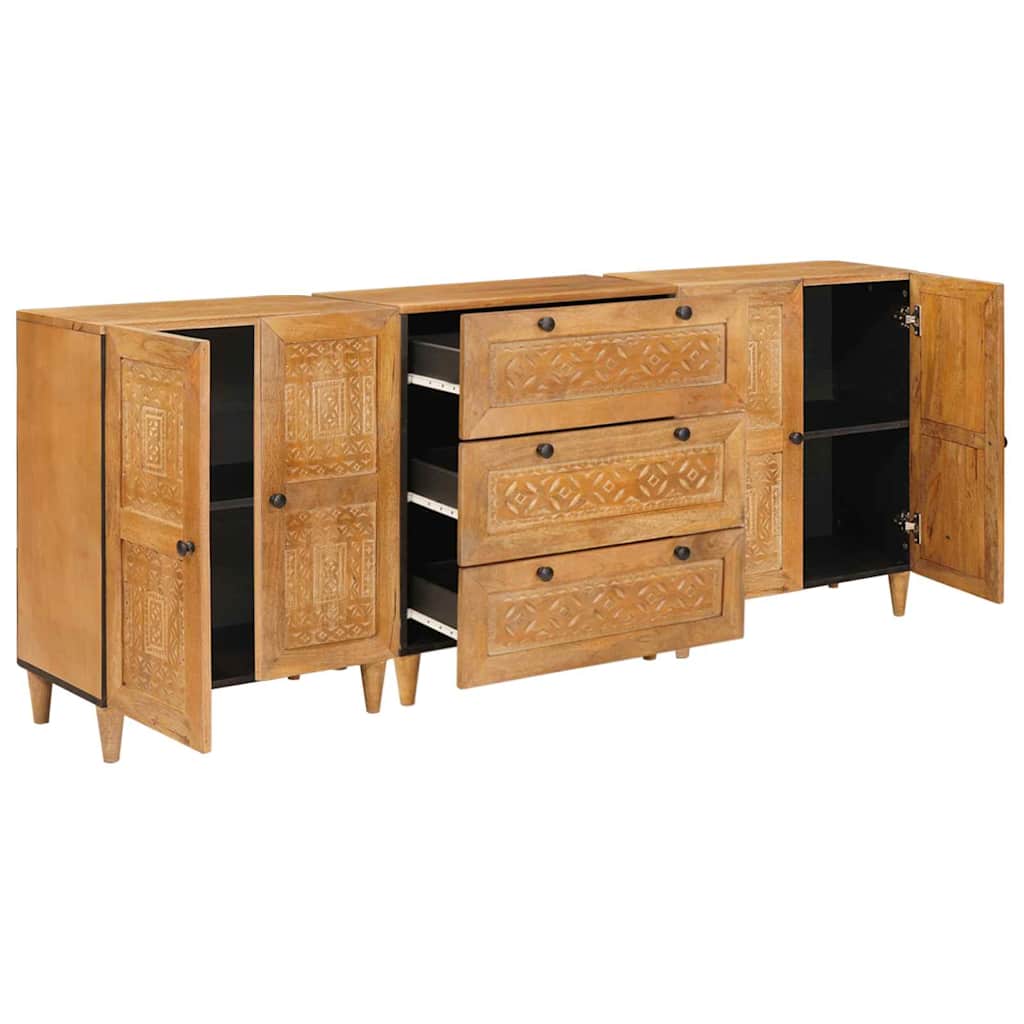 Széf 3 pcs Barna 60 x 33 x 75 cm tömör mangófa