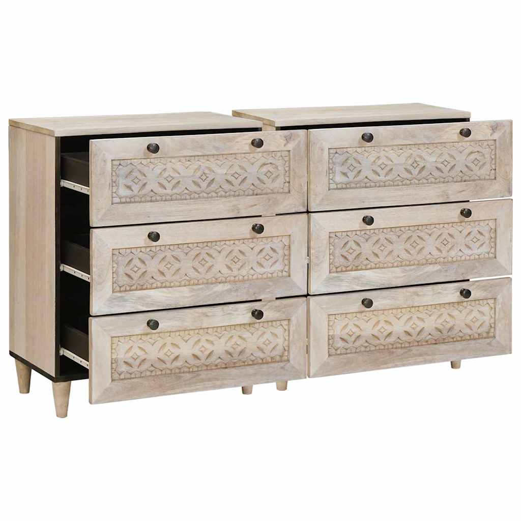 Széf 2 pcs Fehér 60 x 33 x 75 cm tömör mangófa