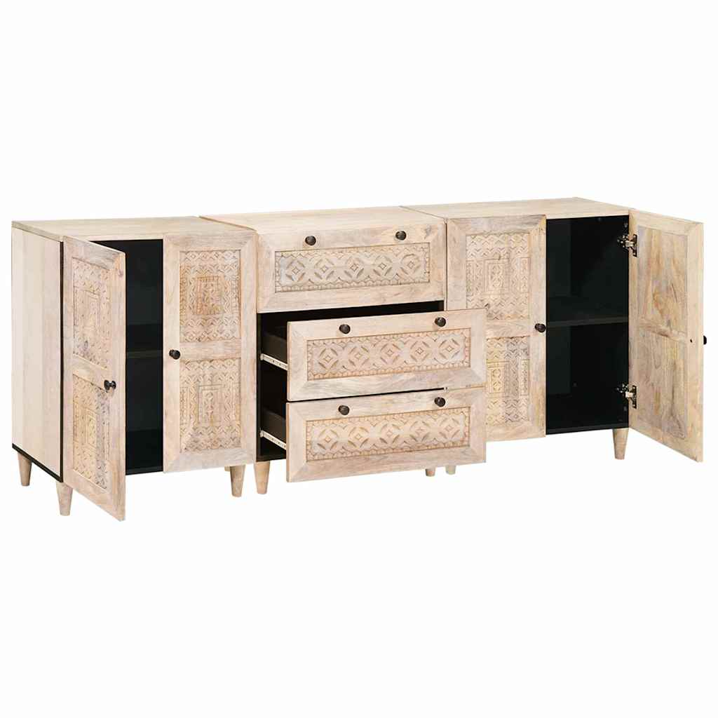 Széf 3 pcs Fehér 60 x 33 x 75 cm tömör mangófa