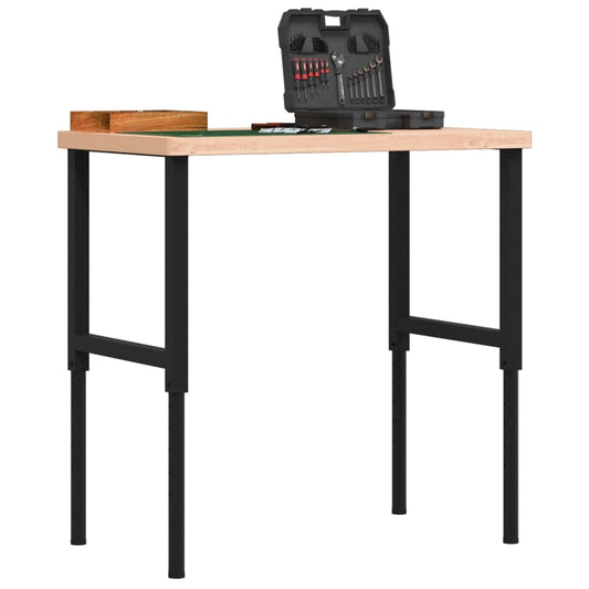 tömör bükkfa négyszög alakú munkapad 100 x 60 x (73-99,5) cm