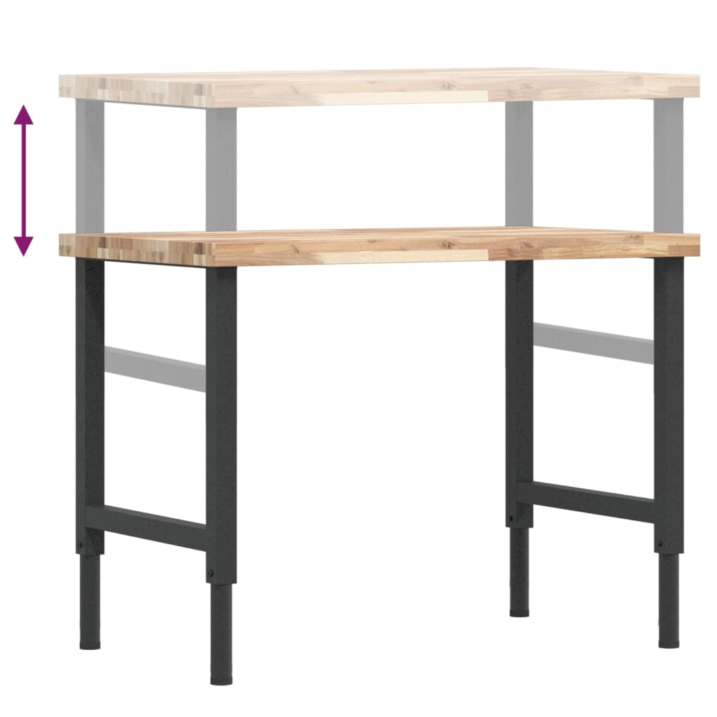 tömör bükkfa négyszög alakú munkapad 100 x 60 x (73-99,5) cm