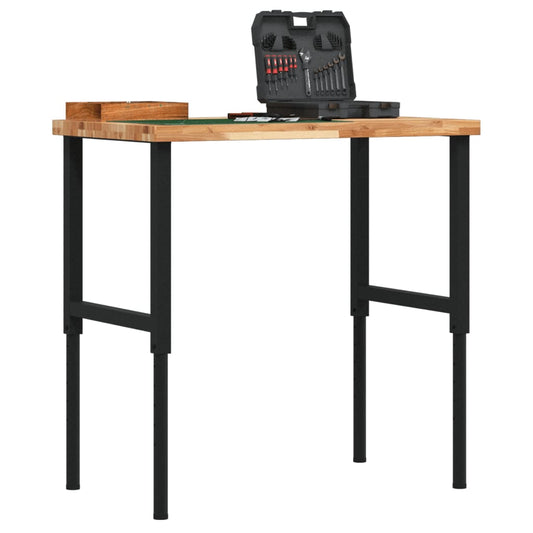 tömör bükkfa négyszög alakú munkapad 100 x 60 x (73-99,5) cm