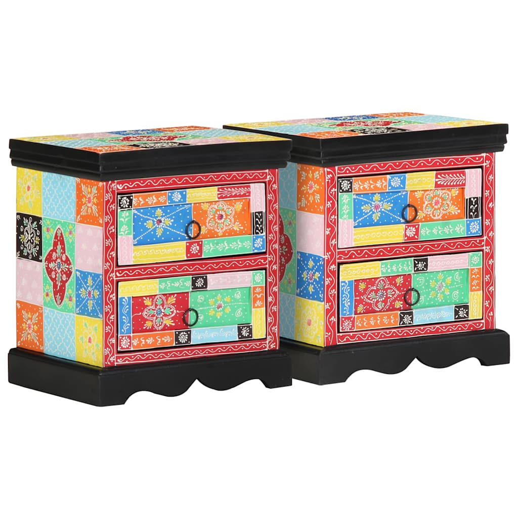 Éjjeliszekrény 2 pcs Sokszínű 40 x 35 x 45 cm tömör mangófa