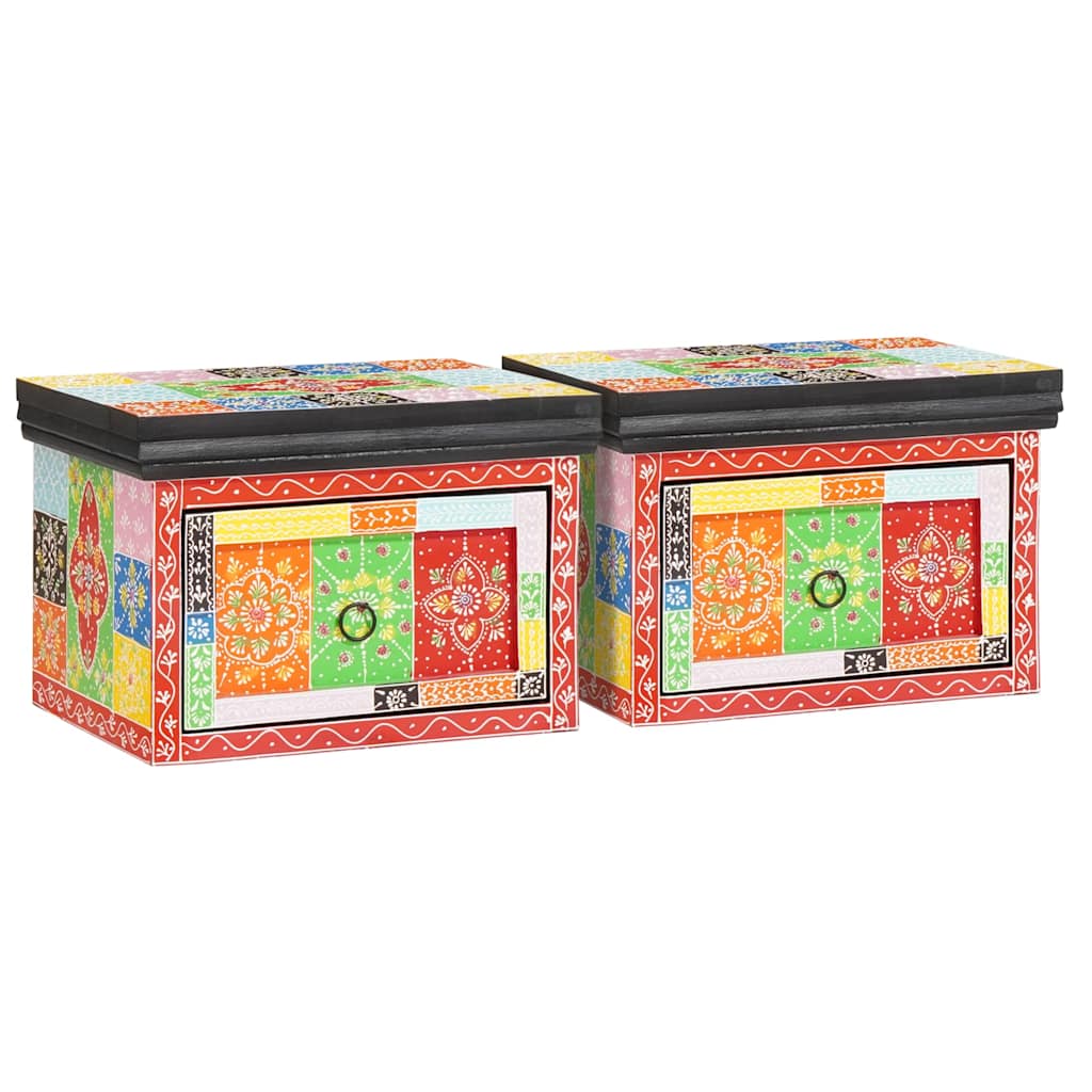 Éjjeliszekrény 2 pcs Sokszínű 40 x 30 x 28 cm Tömör mangófa