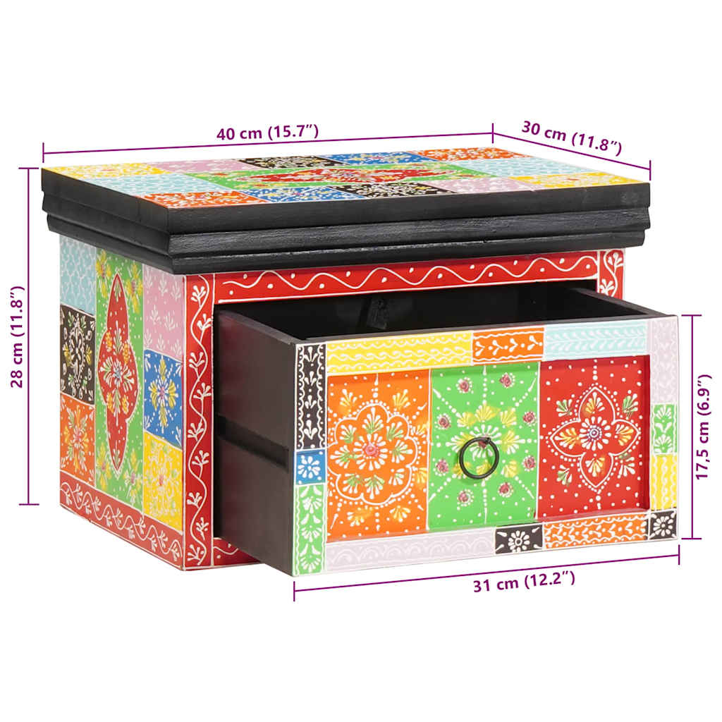 Éjjeliszekrény 2 pcs Sokszínű 40 x 30 x 28 cm Tömör mangófa