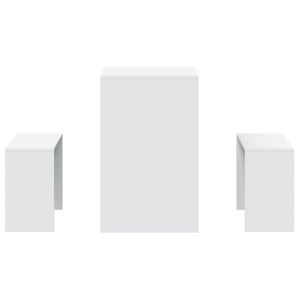 3 részes fehér szerelt fa étkezőasztal és pad szett