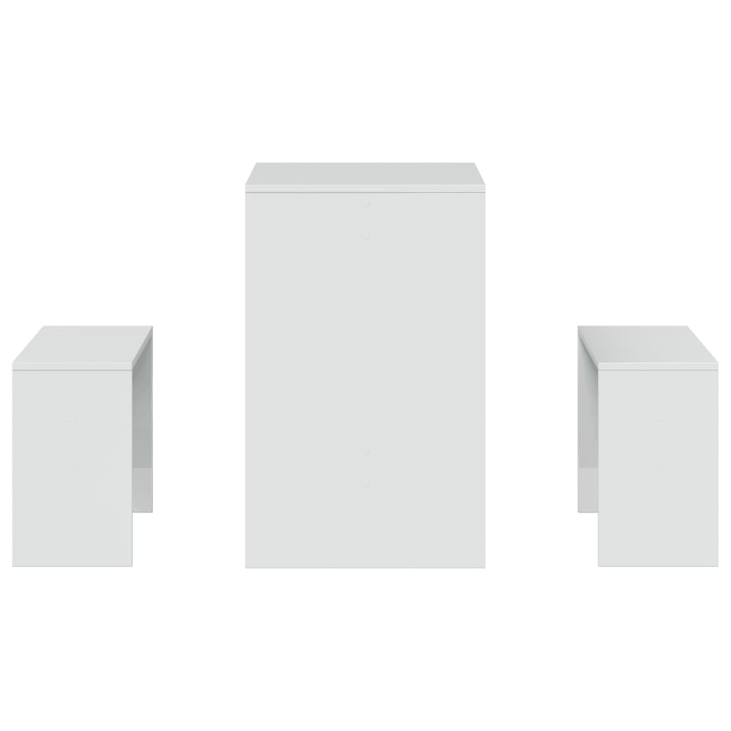 3 részes magasfényű szerelt fa étkezőasztal és pad szett