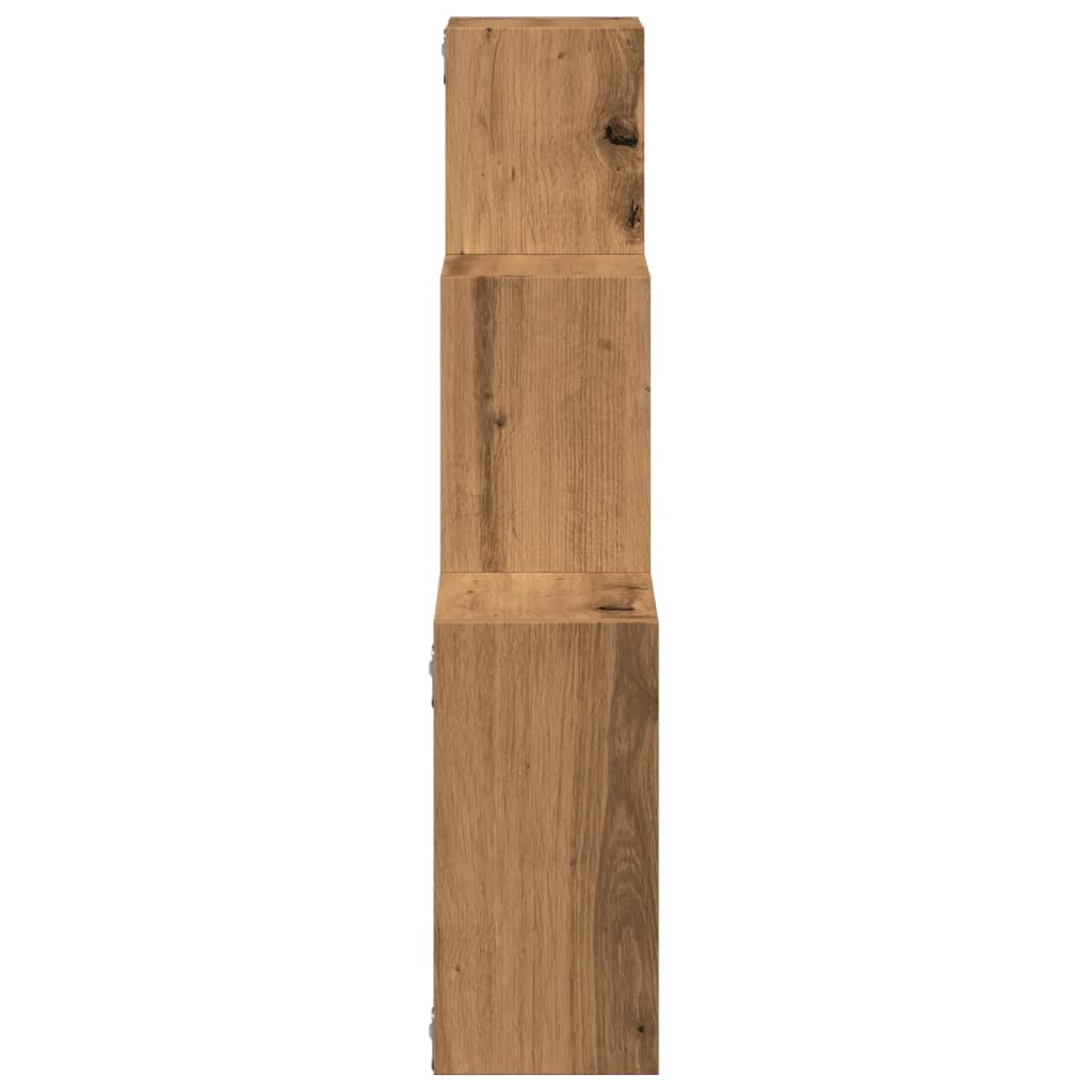 kézműves tölgy színű szerelt fa fali kocka polcok 68x15x68 cm