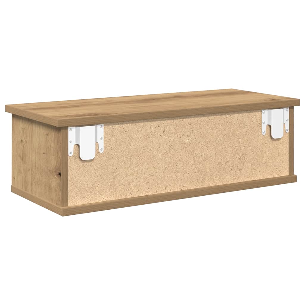 kézműves tölgy színű szerelt fa faliszekrény 60x26x18,5 cm