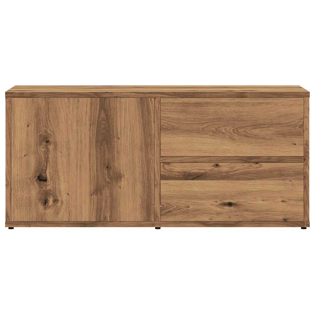 kézműves tölgy színű szerelt fa TV-szekrény 80x34x35,5 cm