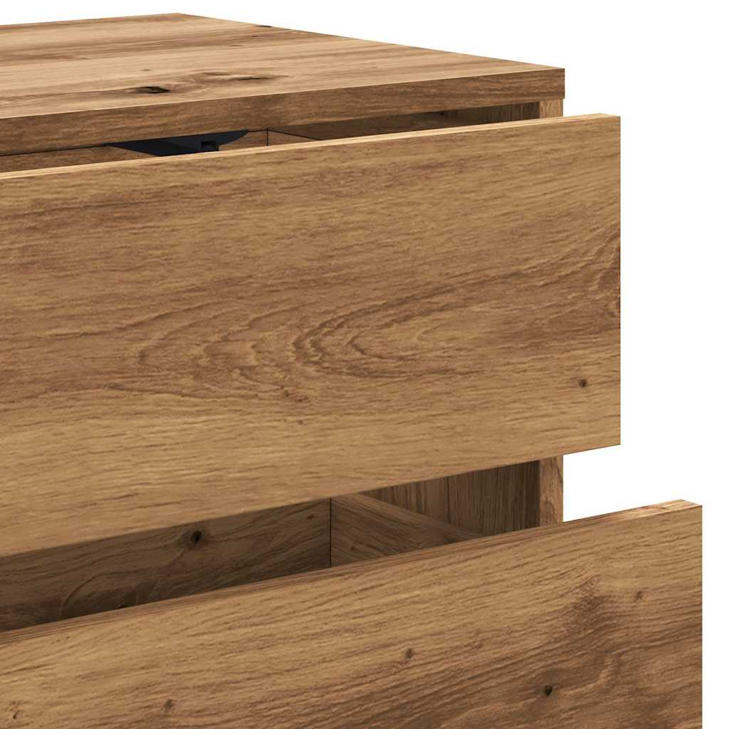 kézműves tölgy színű szerelt fa TV-szekrény 80x34x35,5 cm