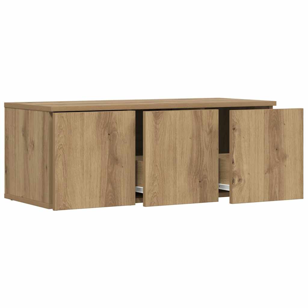kézműves tölgy színű szerelt fa TV-szekrény 80x34x30 cm