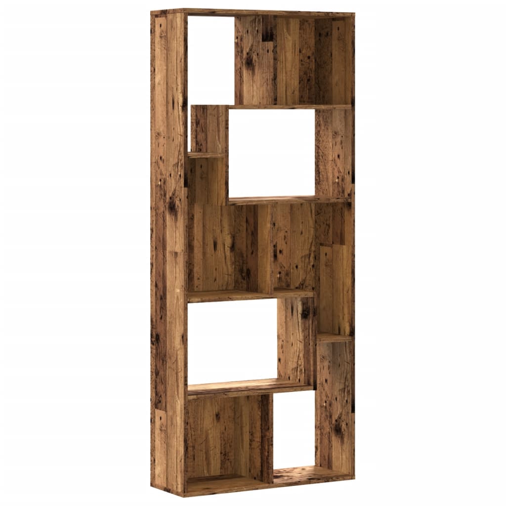 antik fa színű szerelt fa könyvespolc 67 x 24 x 161 cm