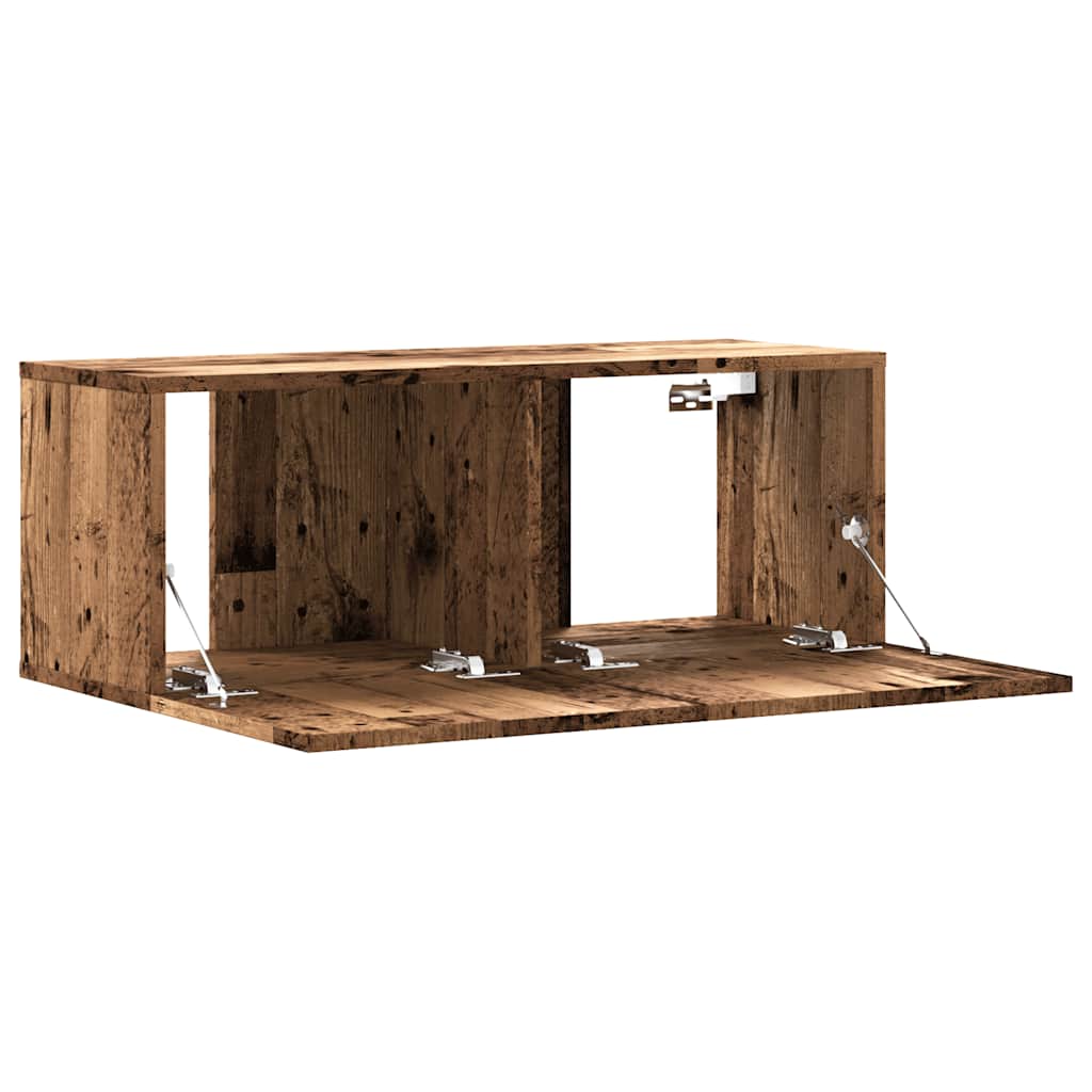 antik fa színű szerelt fa fali TV-szekrény 80 x 30 x 30 cm